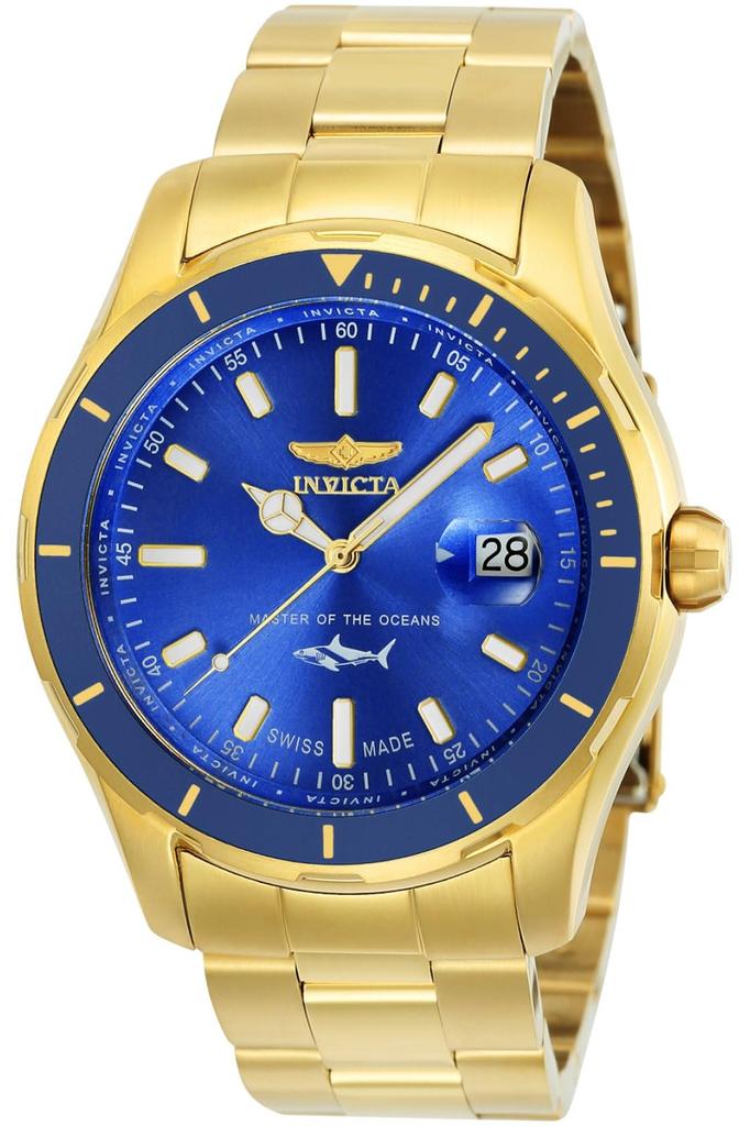 Watch 25811 Pro Diver 44mm Stainless Steel Gold Blue Dial 515 Quartz Gold [Invicta] Men's [Item]