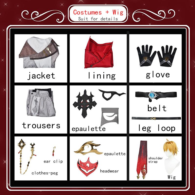 

Ysir Genshin Impact Cos Prince Dadaria Cos костюмы Fatui Executives костюмы для косплея XS жёлтый/серый