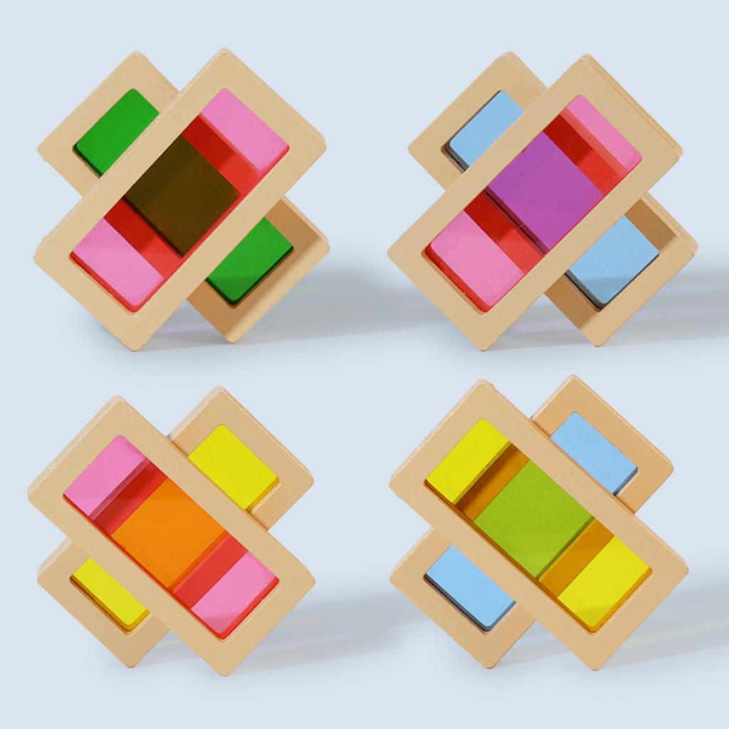 24Pcs Wooden Stacking Building Blocks Geometry Sensory Toy Colorful Color Early Learning Toy for Parent and Child Game
