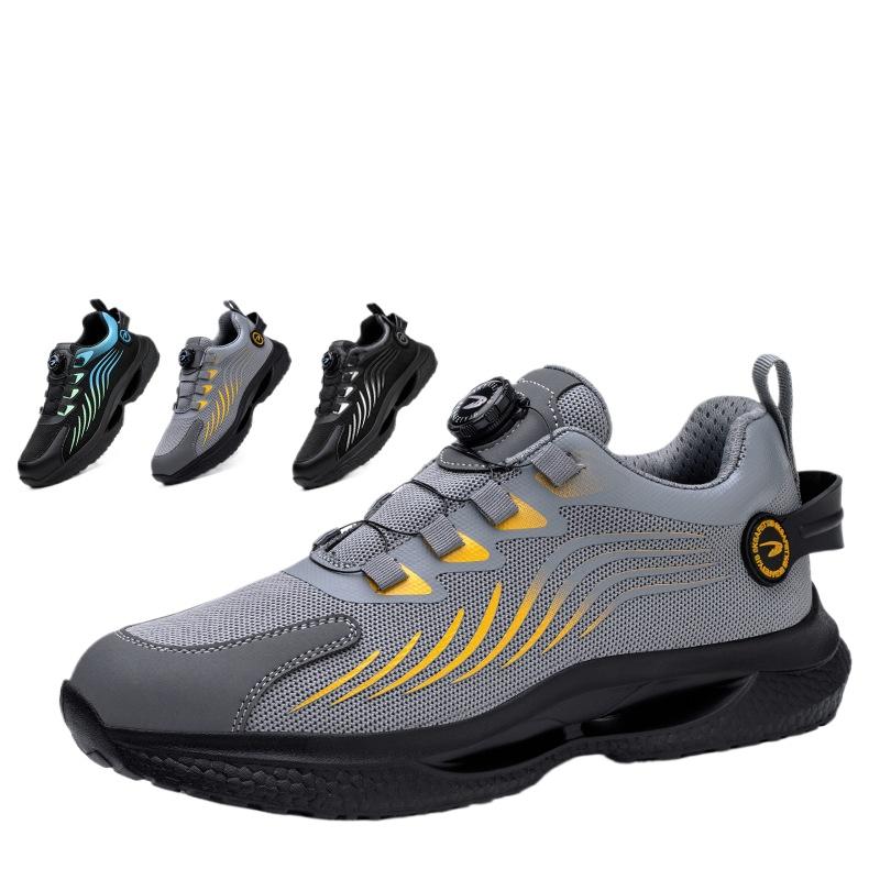Labor Insurance Shoes Men's Rotating Button Safety Shoes, Anti-smashing and Anti-piercing Work Shoes