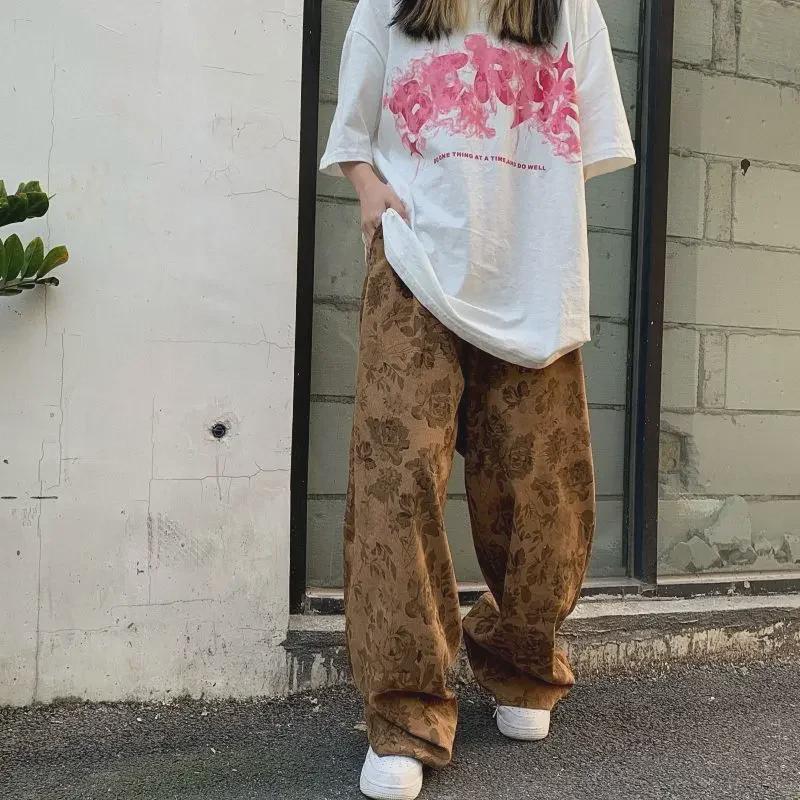 Pantaloni unisex americani INS la modă cu picior larg din catifea cord - Stil retro toamnă/iarnă