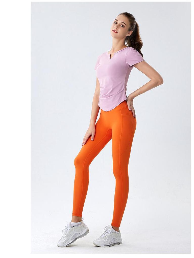 Women's Slim Fit Quick-Dry V-Neck Short Sleeve Sports T-Shirt for Running, Yoga, and Fitness