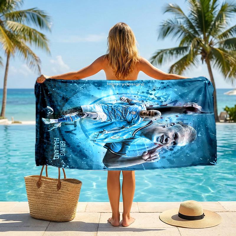 Asciugamano da Spiaggia Erling Haaland Morbido Microfibra Asciugamano Estivo Asciugatura Rapida Assorbente per Spiaggia Piscina Viaggio