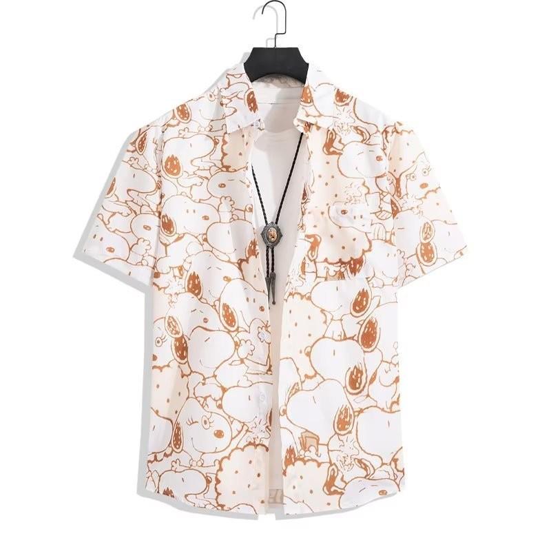 Men's short-sleeve shirt for summer, street style, Hawaiian casual style, couple's vacation beach floral shirt