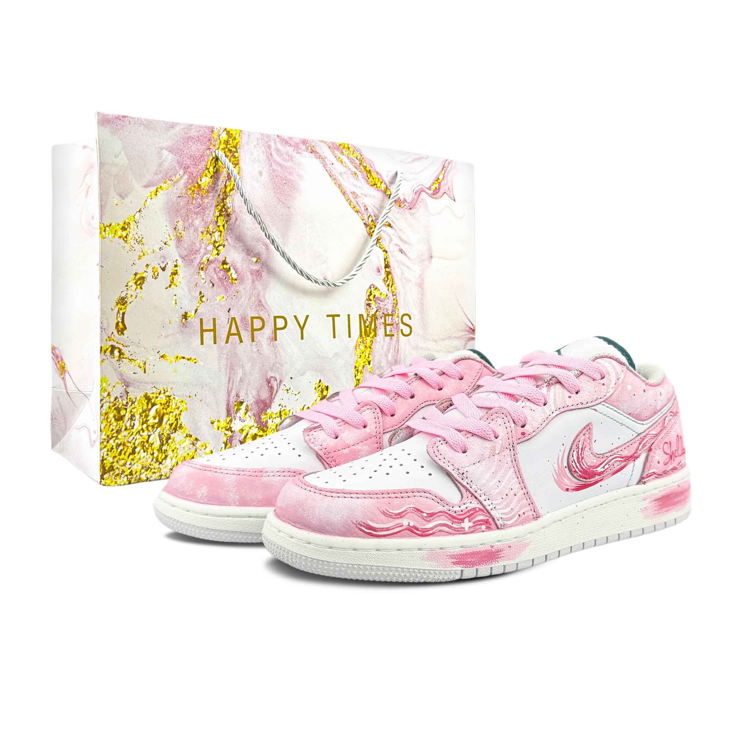 

Jordan Air Jordan 1 Abrasion Resistant Low top Vintage Basketball Shoes Unisex Cherry Blossom Pink FQ7687-300(Team1053-BOX) 40