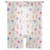 Flowers Foliage Gradient Shells Starfish Bedroom Transparent Sheer Curtains Holiday Decoration Window Voile Tulle Curtain
