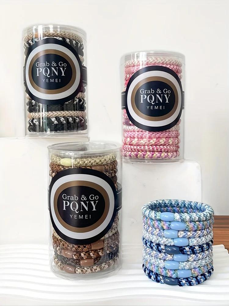 15pcs/set Hair Ties Cans Packaging Braided Twisted Elastic Hair Band Durable High Elasticity Rubber Bands Women Hair Accessories