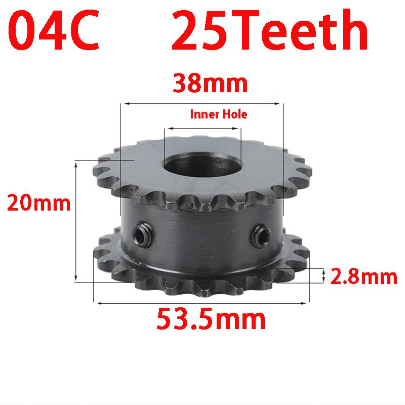 04C-2 Duplex Chain Compatible Fake Double Row Drive Sprocket Wheel Gear - 15 Teeth 20 Teeth 30 Teeth Options Available