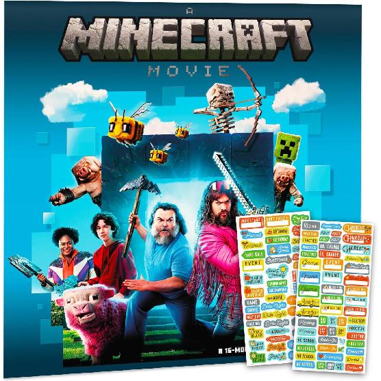 Minecraft Movie Calendar 2026 - Deluxe 2026 Minecraft Movie Wall Calendar Bundle with Over 100 Reminder Stickers Featuring Jack Black (Creeper and