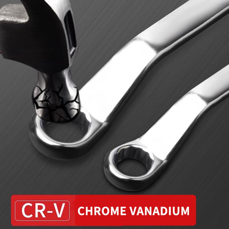 Double-Head Plum Wrench Set, Extended Two-In-One Design, Mirror Polished Chrome, Internal Hex, Perfect For Auto Repair