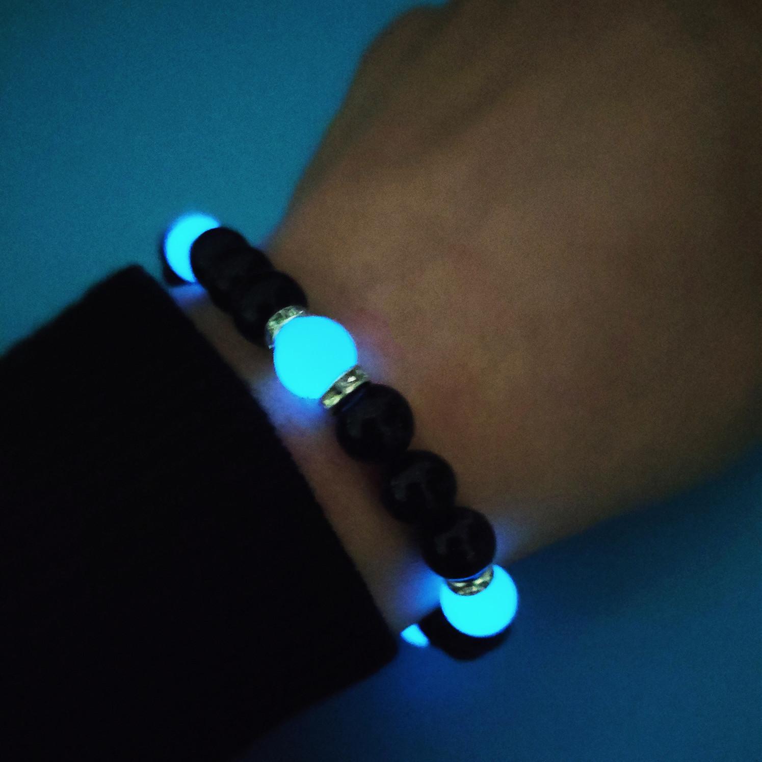 Black agate Buddha bead beaded bracelet, natural and simple luminous men s and women s transshipment crystal bracelet accessories
