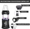 Collapsible Portable LED Camping Lantern Waterproof Solar USB Rechargeable LED Flashlight Survival Kits for Indoor Outdoor Home Emergency Light