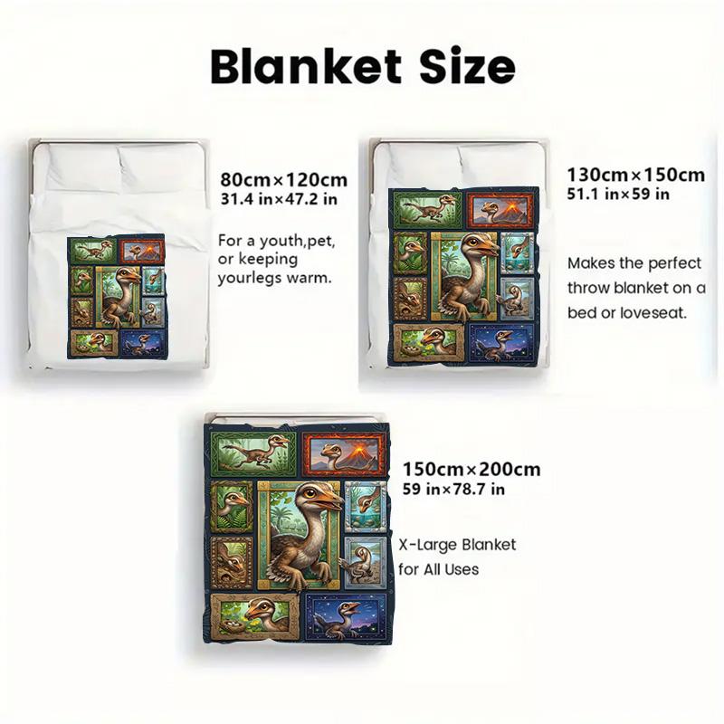 Prehistoric Avian Evolution 2D Flat Pattern Flannel Blanket, High Quality All Seasons, Home Decor, Warmth and Comfort, Perfect for Christmas Gifts.
