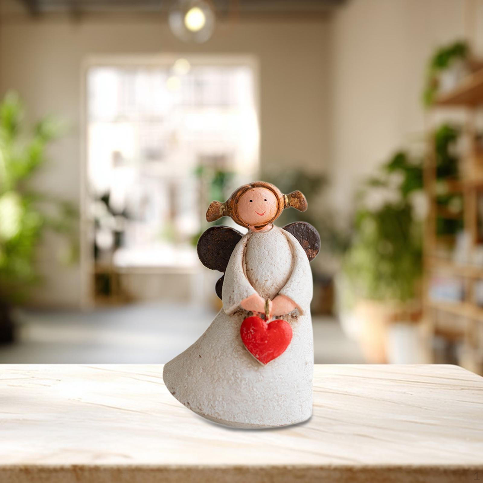 

Angel Statue Desktop Ornament Collection Rustic Creative Girl Sculpture Resin Figurine for S_Heart