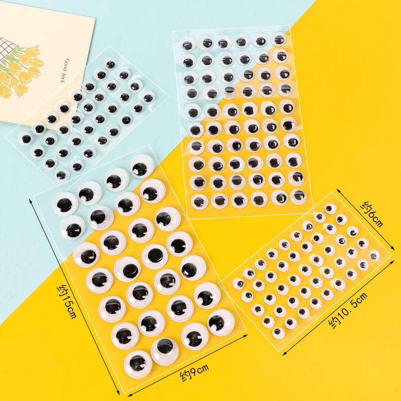 Black & White DIY 3D Googly Eyes with Adhesive Backing - Movable Eyeballs for Crafts & Animal Stickers