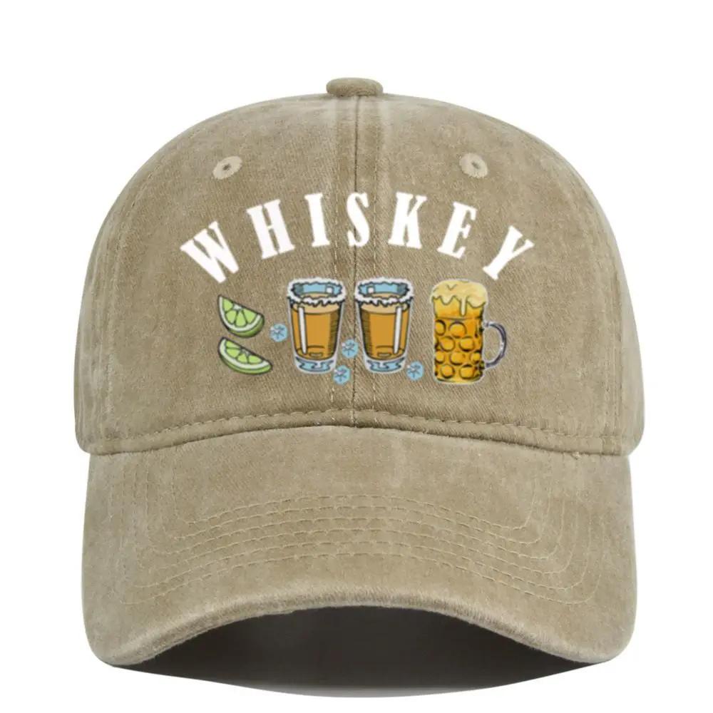 Washed Beer Baseball Cap Cup Retro Printed Baseball Camen's and Women's Washed Aged Sun Hat Casual Fashion
