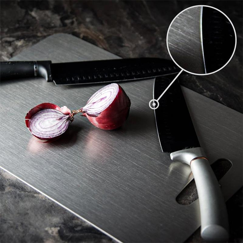 Taglio di Pannelli in Titanio Per Cucina Pannello Inox Acciaio 304 Ispessito Doppia Faccia Grado Alimentare Portatile Frutta Carne Taglio