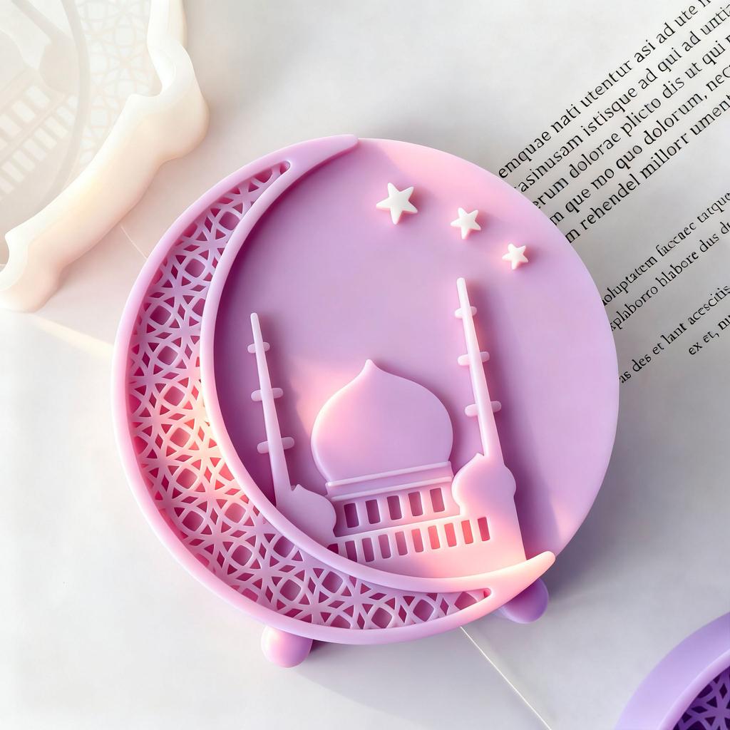 DIY Epoxy Resin Islam Building Ramadan Silicone Mold Handmade Aroma Candle Gypsum Eid Mubarak Ramadan Moon Series Mold