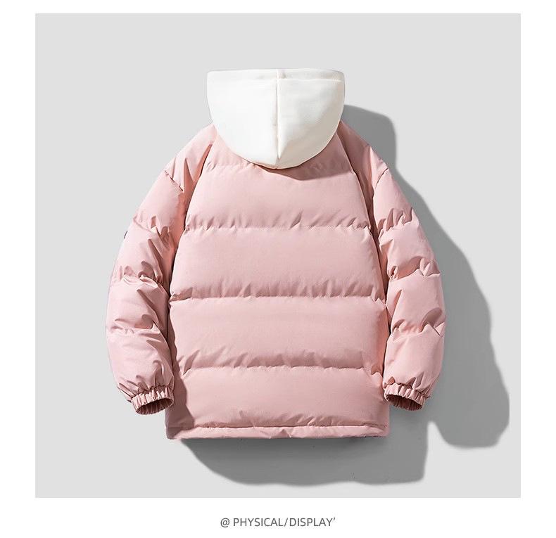 Trendy Couples' Hooded Loose Cotton Jacket - Faux Two-Piece, Thickened for Warmth in Autumn/Winter