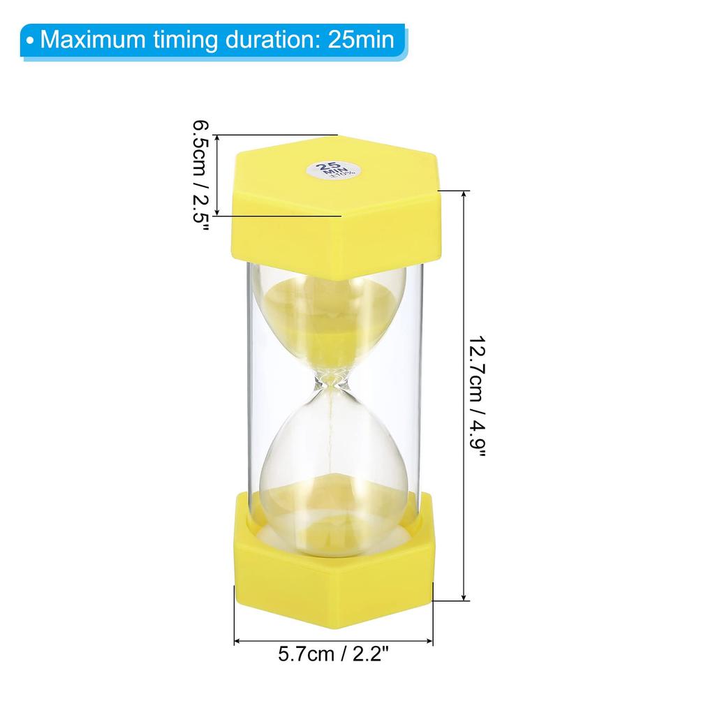 PATIKIL 25-Minute Sand Timer, Hexagonal Small Hourglass with Plastic Cover, Countdown, Sand, Glass, Game, Kitchen, Party Favors, DIY Decoration,