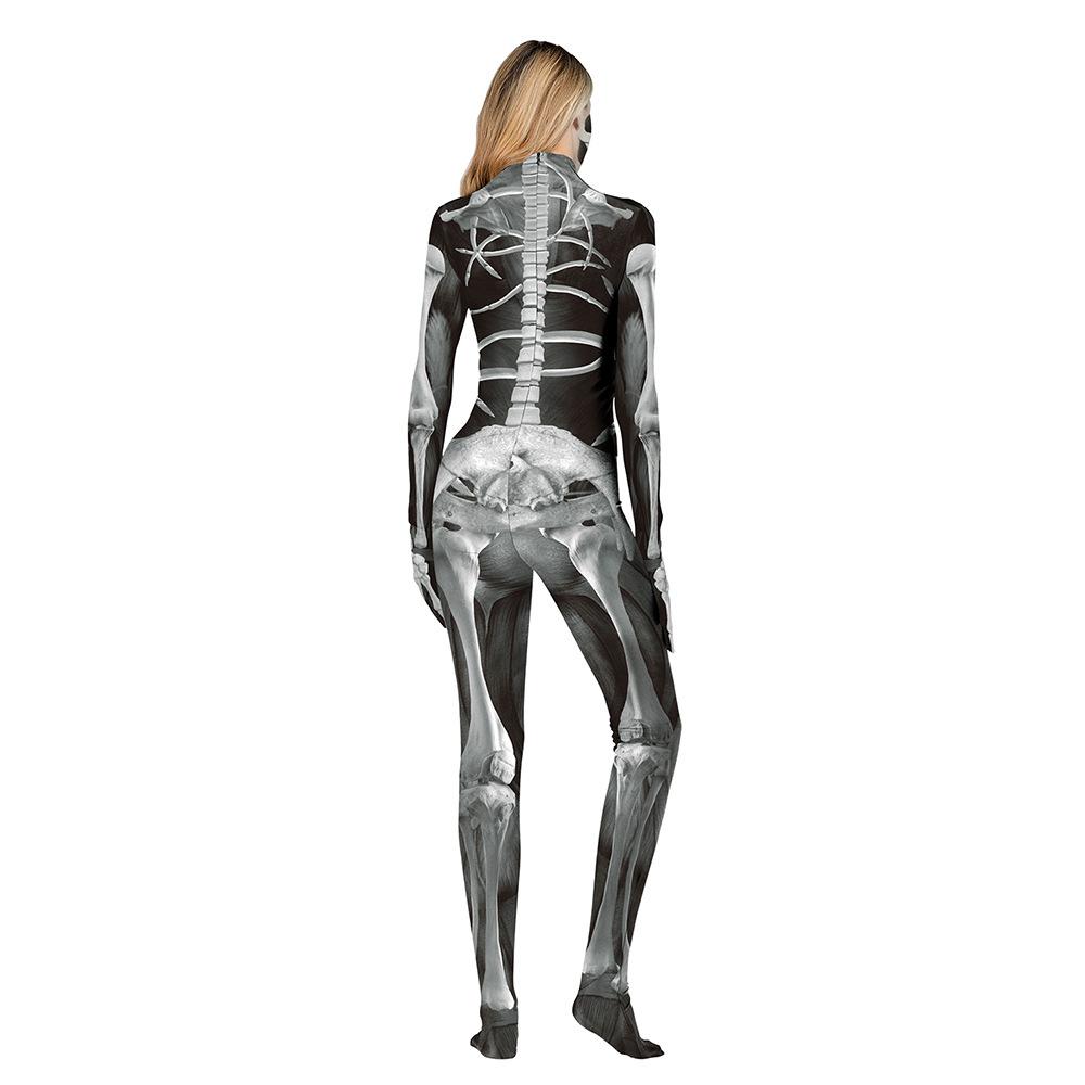 Halloween Human Skeleton Adult Jumpsuit with Hands and Feet