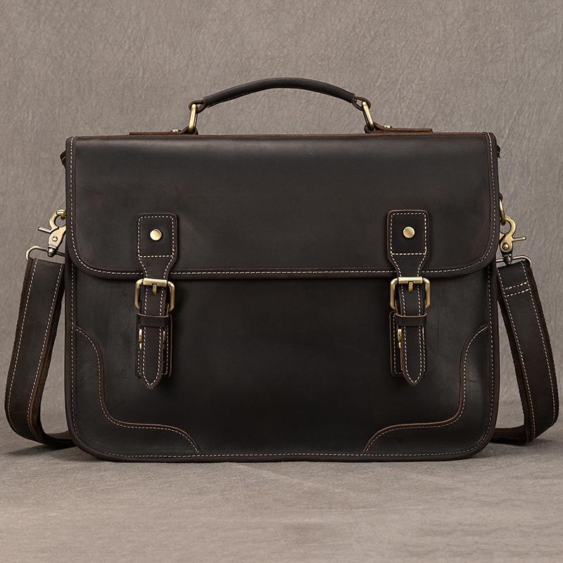 

New Designer Leather Laptop Briefcase Genuine Leather Men s Computer Bag Working Handbags Tote Bag Man Male 14 Inch Shoulder Bag