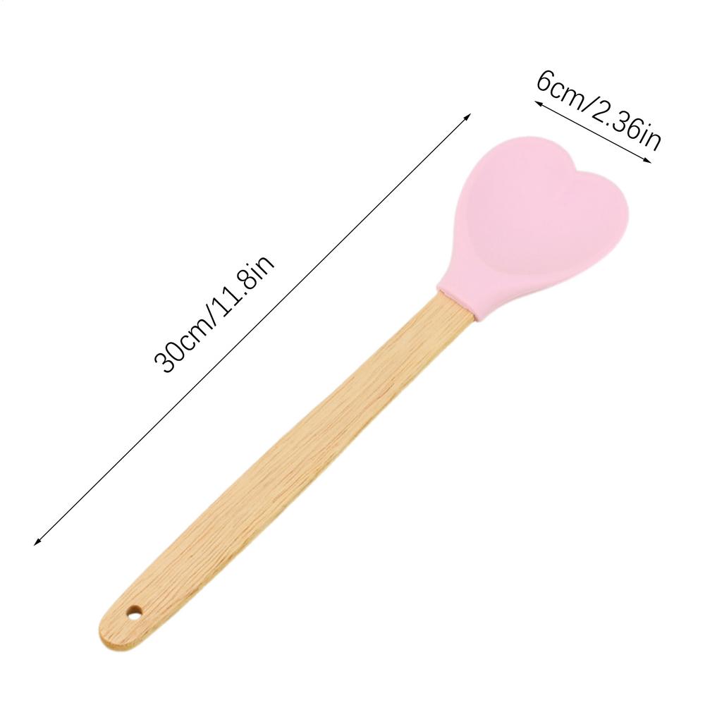 

Silicone Spatula For Cooking Heart Shape Cooking Utensils With Wooden Handle Cake Scrapers For Home Baking Cake Decorating светло-розовый