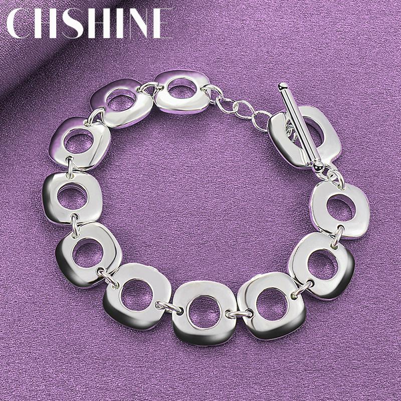 

CHSHINE Браслет-цепочка из стерлингового серебра 925 пробы с круглым кольцом для женщин, высококачественное модное шармовое украшение 20CM