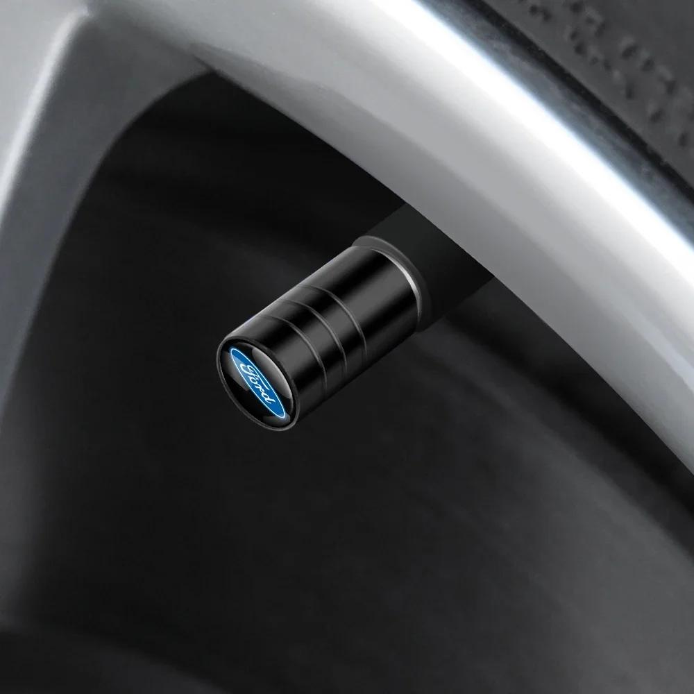 New 2026 Car Sticker For Ford 4pcs Metal Car Styling Wheel Tire Valve Air Stem Cap Covers For Ford Ranger Focus Kuga Mustang S-M