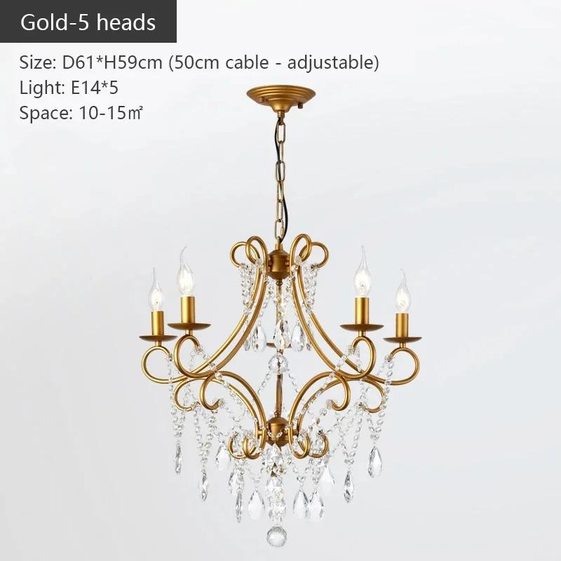 American Country Style Crystal Chandelier Iron Nordic Modern Living Room Candle Chandelier Bedroom Home Decoration Lighting