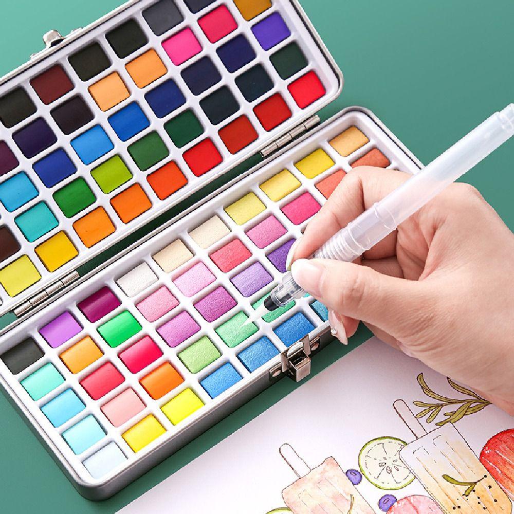 50/72/90/100/128 Color Solid Watercolor Paint Set Portable Professional Foldable Travel WaterColor with Painting Brush Beginner