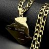 Algeria Map Pendant Necklace for Men Women Stainless Steel Gold Color Country National Geography Major Cities Chain Jewelry