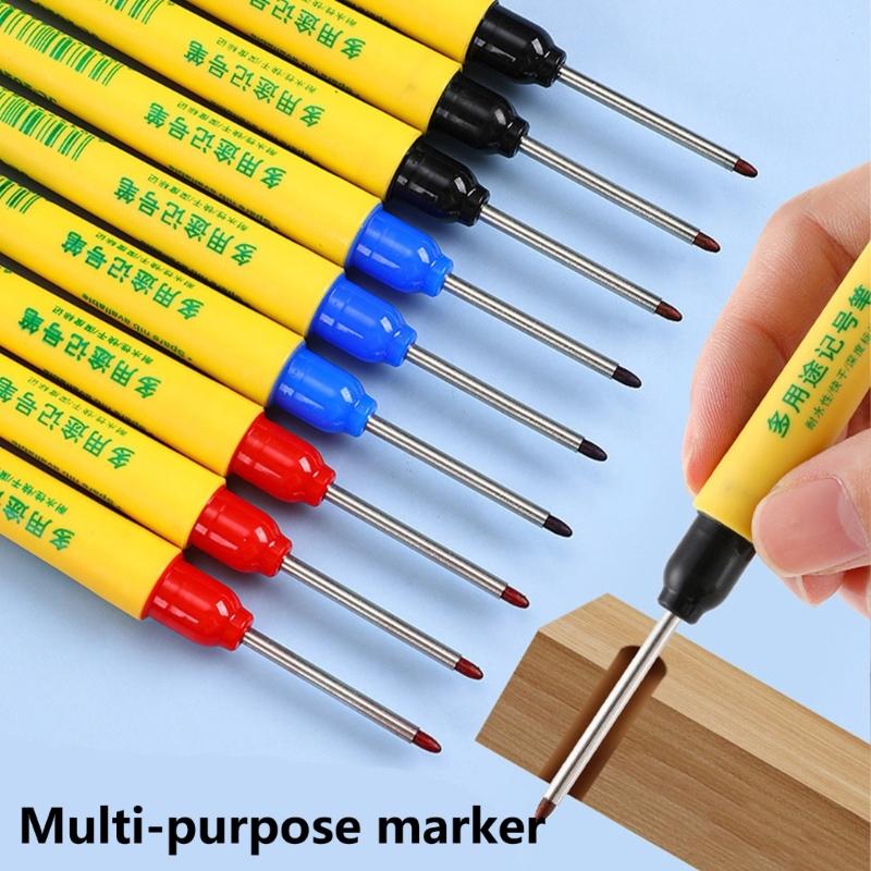 Deep Hole Marker Pen 33mm Deep Reach Marker Oil-Based Carpenter Marker Waterproof Marking Pen for Home Decoration