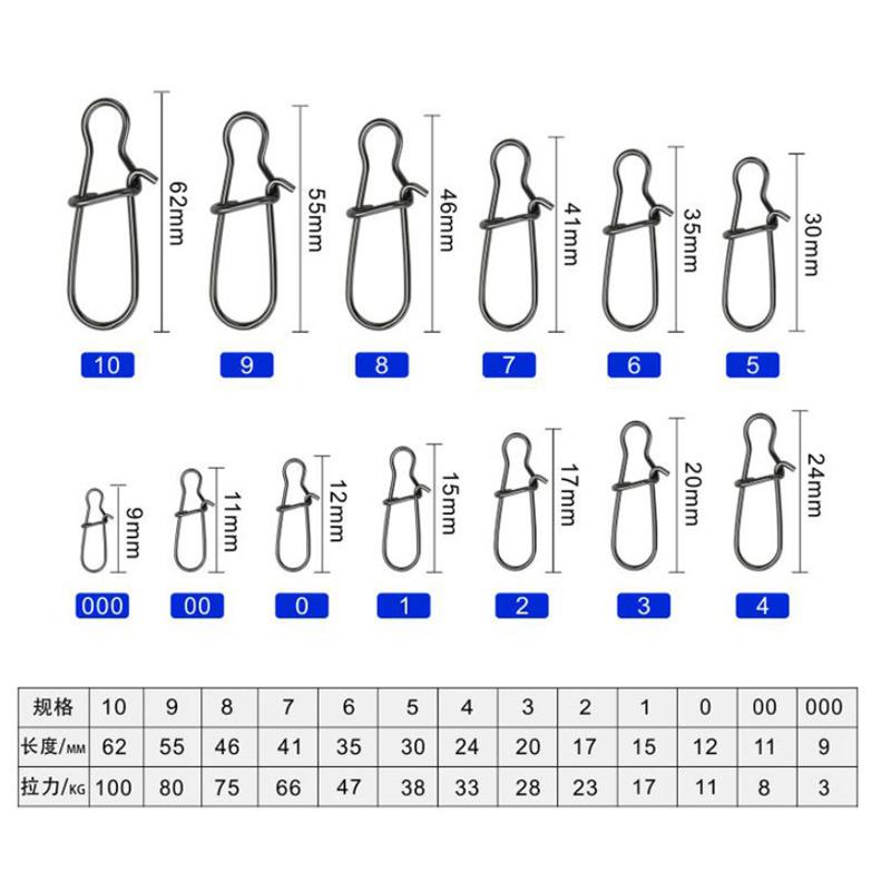 TAKEDO 1000PCS/BAG Reinforced Fishing Snap Stainless Steel Fishing Accessories Powerful Connector Hook and Lure YM-2004