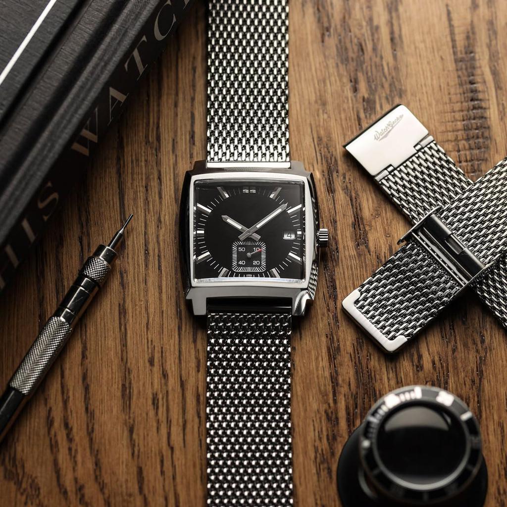 Classic Mesh Watch Polished or Satin Replacement Stainless Steel Easy Change with Spring Bars [WatchGecko] Strap, Finish, 18-22mm. Men's Band.