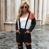 Fashion Casual Tops Shirts Clothing Vintage Fashion Elegant Casual Autumn and Winter Women's Long-sleeved Colorblocking Sweater Cardigan Long Section