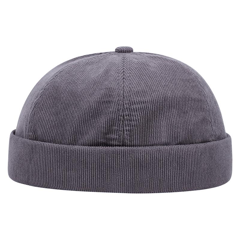 New Fashion Casual Solid Color Corduroy Minimalist Solid Color Unisex Brimless Hat Autumn and Winter Windproof Beanie