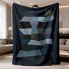 2026 New Arrival Flannel Blanket Geometric Color Block Art Blanket, Blue Abstract Pattern Perfect for All Seasons, Airplane, Camping, Sofa, Bed, Indoo
