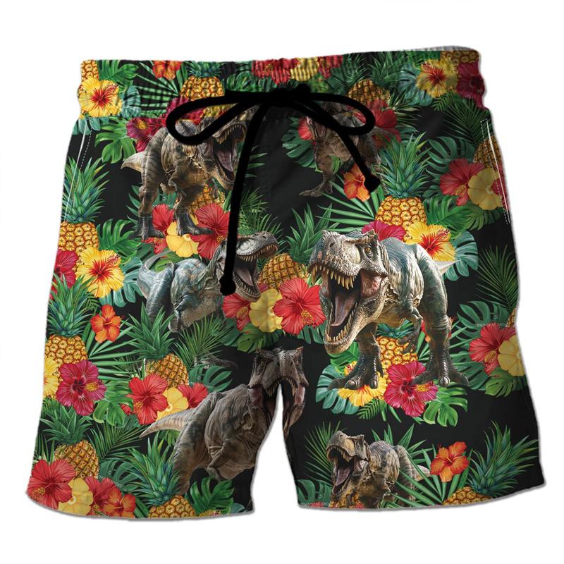 Funny 3D Printing Dinosaur Beach Shorts For Men Street Drawstring Swimming Trunks Kids Summer Animal Pattern Surfboard Shorts