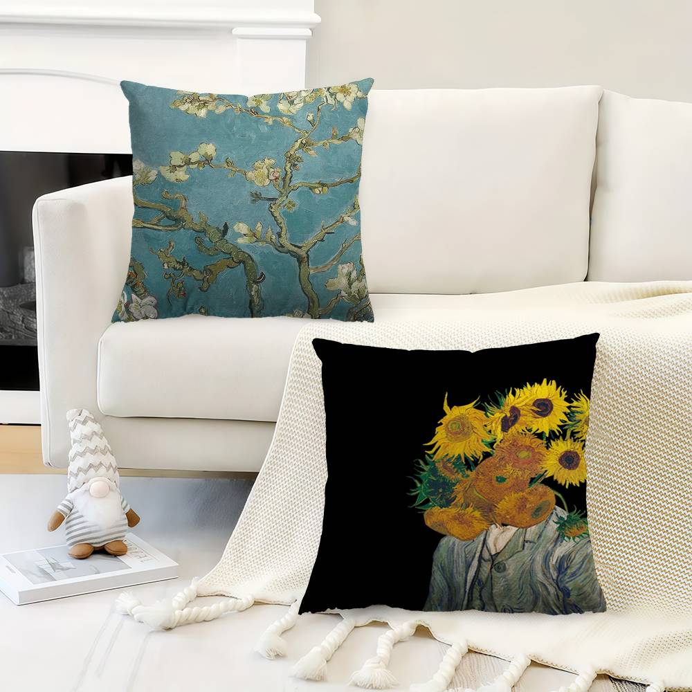 Vincent Van Gogh Oil INS Office Cushion Pillowcase Car Cushion Cover45X45CM Lumbar Pillowcase Sofa Pillowcover