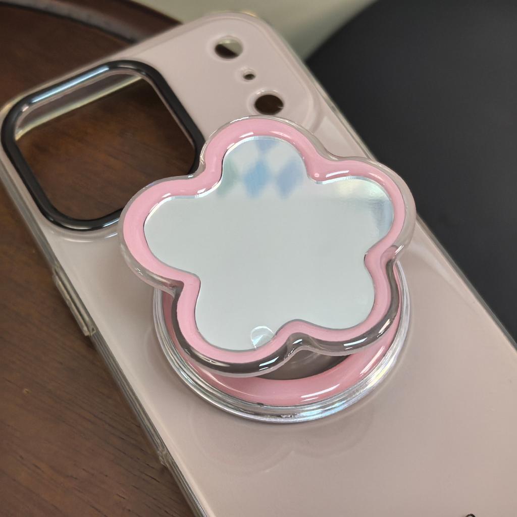 Flower Shaped Mirror For MagSafe Magnetic Phone Holder For iPhone 16 15 14 13 Samsung Korean Cute Stand Support