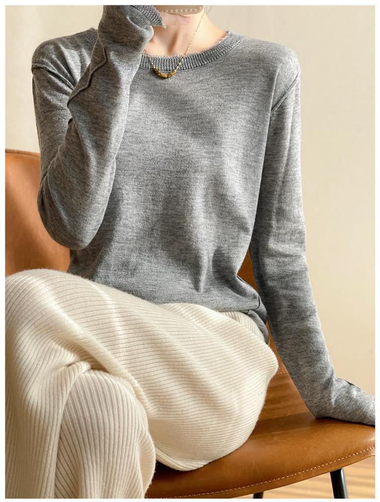 Korean Style Tassel Fine Wool Knit Sweater - Lightly Sheer, Loose Fit, Round Neck, Versatile Base Layer for Spring & Autumn.