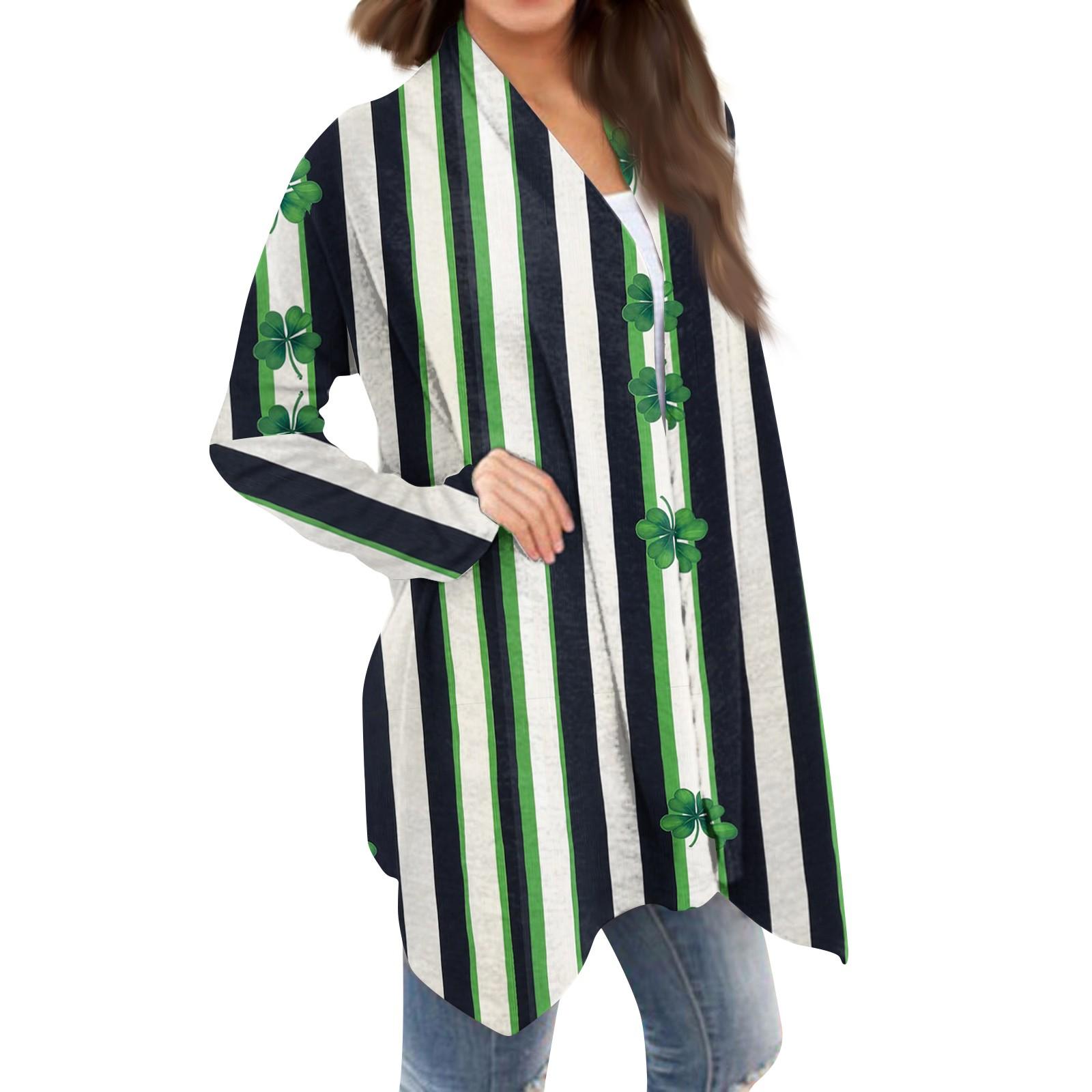 

Женская мода, повседневный рождественский принт, кардиган средней длины, куртка, пальто L чёрный