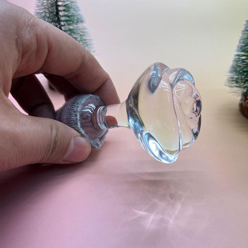 Transparent Glass Rose with Non-slip High Borosilicate Sleeve - Smooth Creative Decoration
