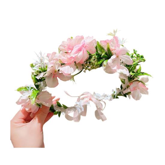 Damen Stirnband 3D Blumen-Dekor Spitzenband Helle Farbe Stirnband Fee Mädchen Rosa