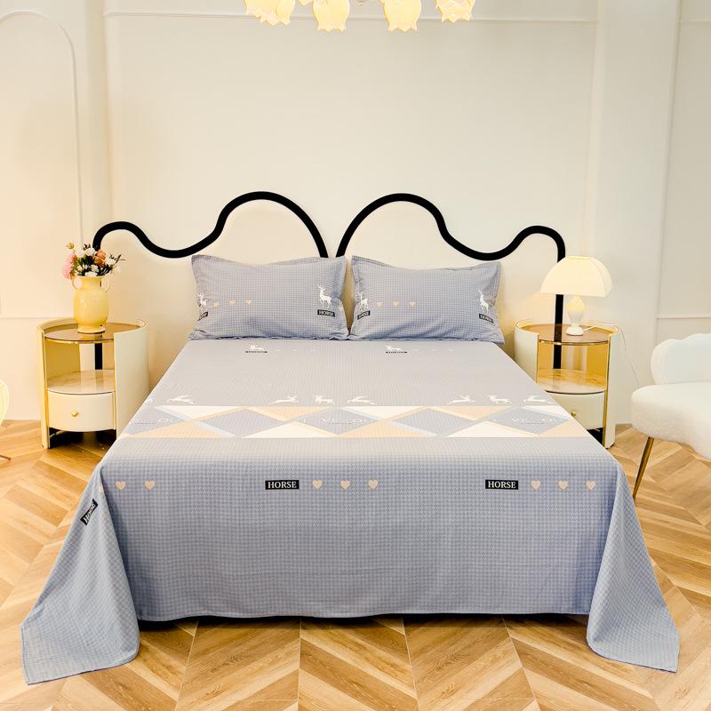 Long-Staple Cotton Brushed Bed Sheet - Solid Color, Thickened, Multiple Sizes (1.2/1.5/1.8m) for Dormitory Single Beds.
