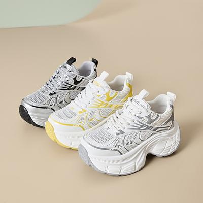 Dad Shoes Women's Spring and Summer New Fashion Mesh Shoes Casual Sports Shoes Versatile Thick-soled Inner Height-increasing Women's Shoes