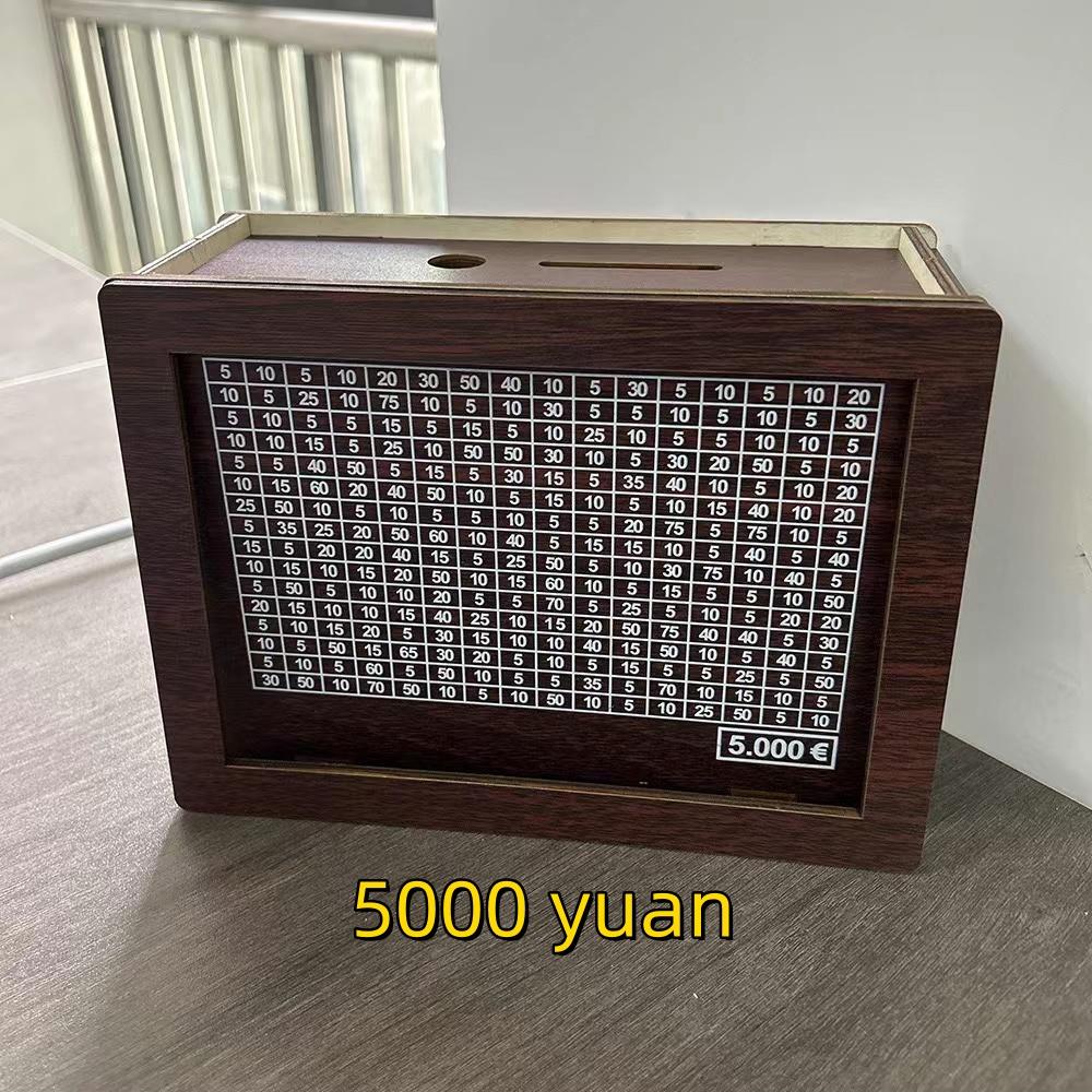 1000/2000/3000/5000/10000 Euro Money Box Desktop Wooden Savings Jar Ornament Savings Plan Currency and Coins Can be Stored