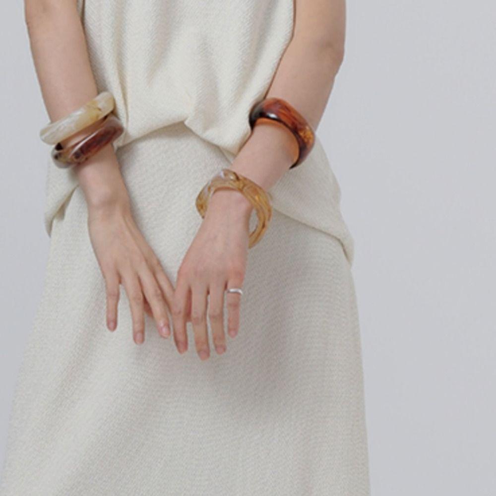 Bohemian Irregular Wide Bracelet Europe American Style Retro  Hand Ring Acrylic Bangle  Girls