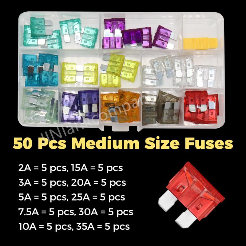 300/100/50 Pcs Small Car Fuses Automotive Blade Medium Micro Type Fuse Assortment In Box 2A/3A/5/A/7.5A/10A/15A/20A/25A/30A/35A